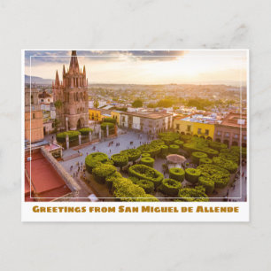 Carte Postale Église San Miguel de Allende avec jardin