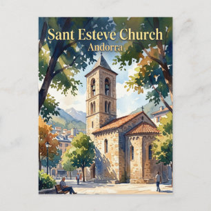 Carte Postale Église Sant Esteve, Andorra la Vella Andorre