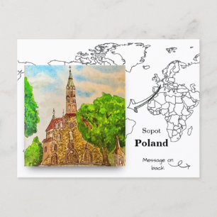 Carte Postale Église St. George, Sopot, Pologne