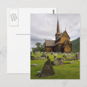 Carte Postale Eglise Stave avec cimetière en Norvège (Devant / Derrière)