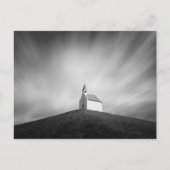 Carte Postale Eglise sur une colline en noir et blanc (Devant)