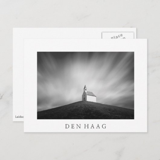 Carte Postale Eglise sur une colline en noir et blanc (Devant / Derrière)