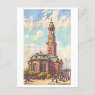 Carte Postale Eglise vintage St. Michael à Hambourg, Allemagne