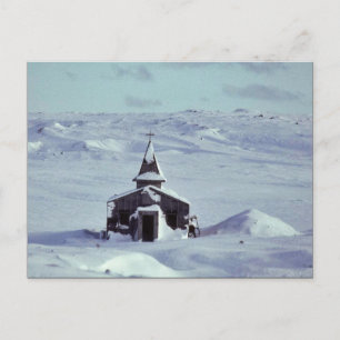 Carte Postale Eglise WW II en hiver sur l'île Amchitka