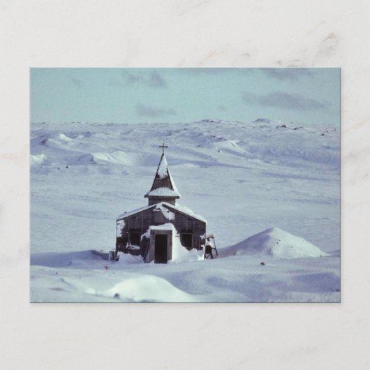 Carte Postale Eglise WW II en hiver sur l'île Amchitka (Devant)
