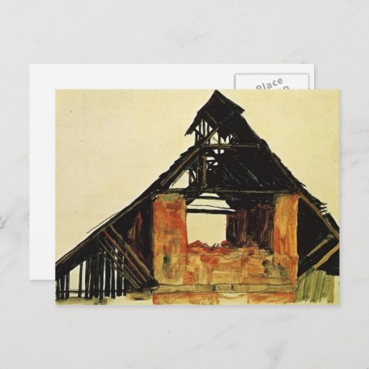 Carte Postale Egon Schiele - Ancienne maison en brique en Carint (Devant / Derrière)