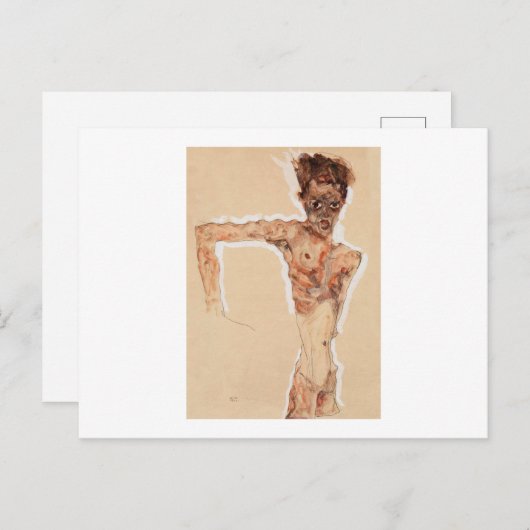  CARTE POSTALE: EGON SCHIELE : AUTO-PORTRAIT 1912 (Devant / Derrière)