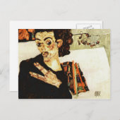 Carte Postale Egon Schiele - Autoportrait avec Vase Noir (Devant / Derrière)