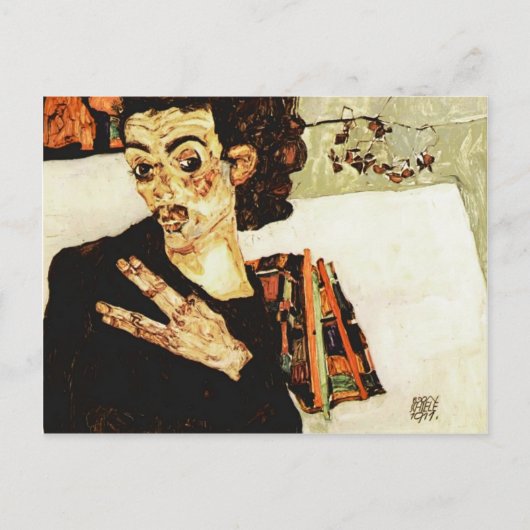 Carte Postale Egon Schiele - Autoportrait avec Vase Noir (Devant)