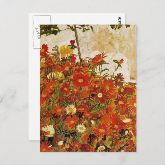 Carte Postale Egon Schiele - Champ de fleurs (Devant / Derrière)