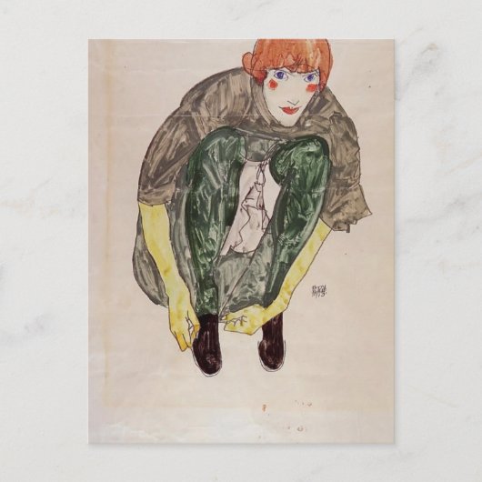 Carte Postale Egon Schiele - Chiffre de crouching (Valerie Neuzi (Devant)