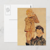 Carte Postale Egon Schiele - Deux Garçons (Devant / Derrière)