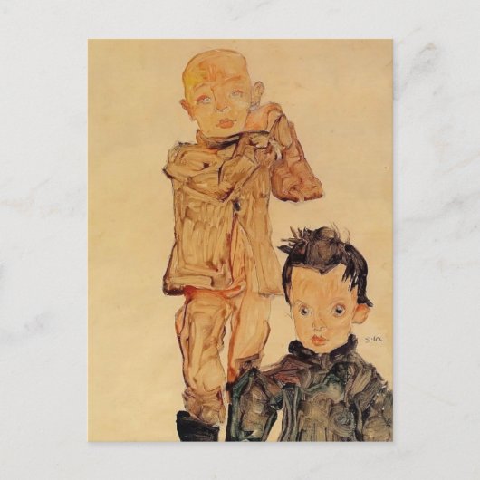 Carte Postale Egon Schiele - Deux Garçons (Devant)