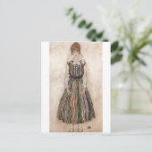 Carte Postale Egon Schiele - Edith Schiele en robe rayée 1915 (Debout devant)