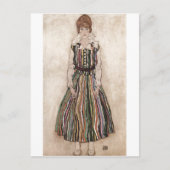 Carte Postale Egon Schiele - Edith Schiele en robe rayée 1915 (Devant)