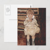 Carte Postale Egon Schiele - Enfant assis (Devant / Derrière)