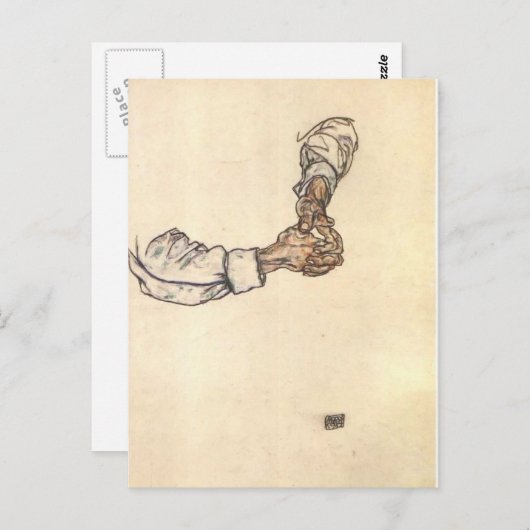 Carte Postale Egon Schiele - Etude des mains (Devant / Derrière)