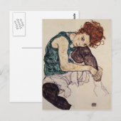 Carte Postale Egon Schiele - Femme assise avec genou blond (Devant / Derrière)