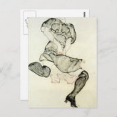 Carte Postale Egon Schiele - Femme aux bas noirs (Devant / Derrière)