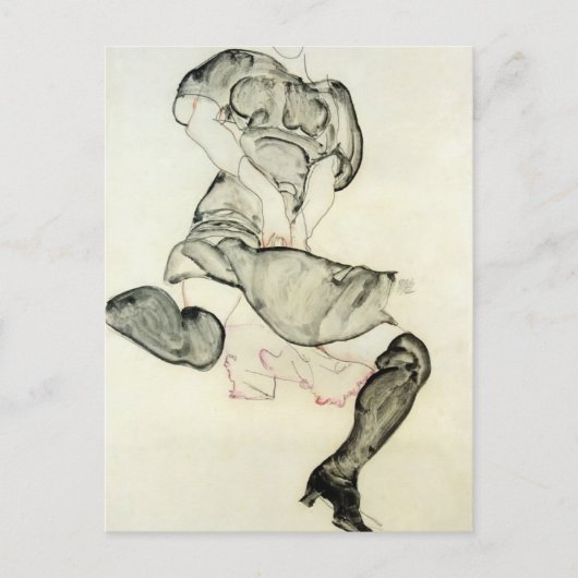 Carte Postale Egon Schiele - Femme aux bas noirs (Devant)