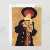 Carte Postale Egon Schiele - Femme avec Casquette noir (Devant / Derrière)