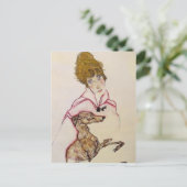 Carte Postale Egon Schiele - Femme avec Greyhound (Edith Schiele (Debout devant)