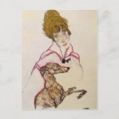 Carte Postale Egon Schiele - Femme avec Greyhound (Edith Schiele (Devant)