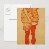 Carte Postale Egon Schiele - Femme debout en rouge (Devant / Derrière)