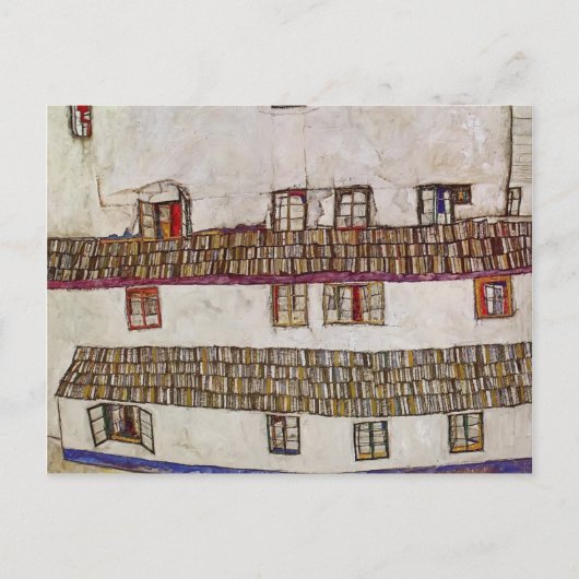 Carte Postale Egon Schiele - Fenêtres (façade d'une maison) (Devant)