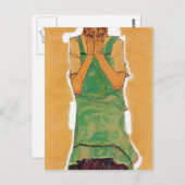 Carte Postale Egon Schiele - Fille avec PinaForte Verte (Devant / Derrière)