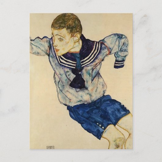 Carte Postale Egon Schiele - Garçon en costume de voile (Devant)