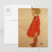 Carte Postale Egon Schiele - Petite fille aux cheveux blonds (Devant / Derrière)