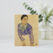 Carte Postale Egon Schiele - Portrait d'une femme à l'écharpe (Debout devant)