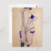 Carte Postale Egon Schiele - Une fille debout en bleu et vert (Devant / Derrière)