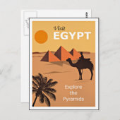 Carte Postale Egypte, Explorez les Pyramides, affiche de voyage (Devant / Derrière)