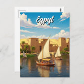 Carte Postale Égypte Nil Felucca (Devant / Derrière)