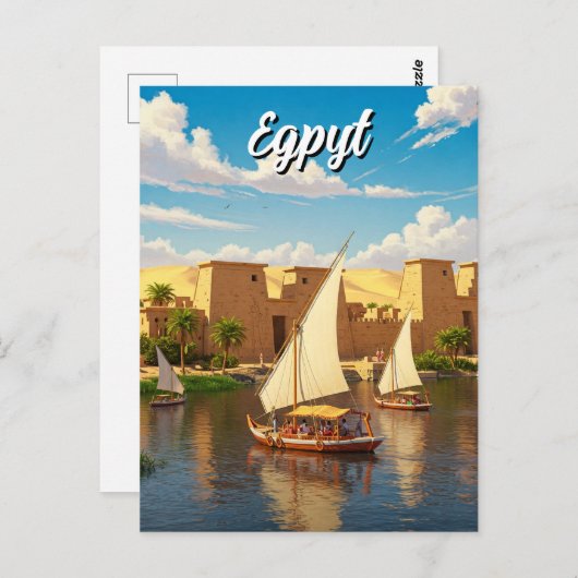 Carte Postale Égypte Nil Felucca (Devant / Derrière)