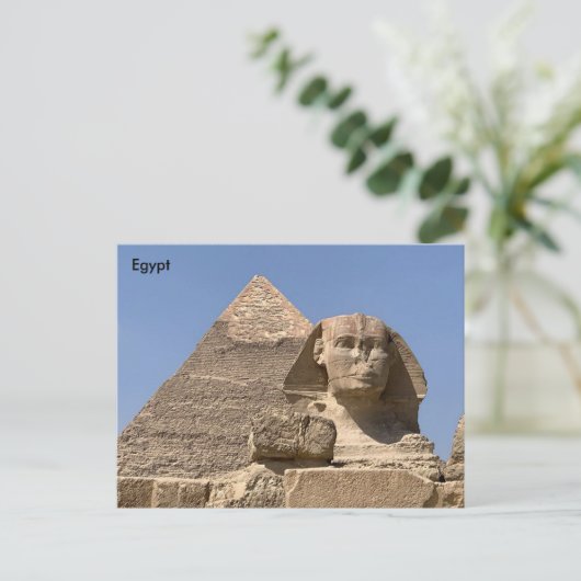 Carte Postale Egypte, Pyramide des Cheops et le Grand Sphinx (Debout devant)