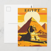 Carte Postale Égypte Retro Voyage Sphinx et Pyramides (Devant / Derrière)