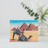 Carte Postale Egypte vintage, Grande Pyramide à Gizeh (Debout devant)