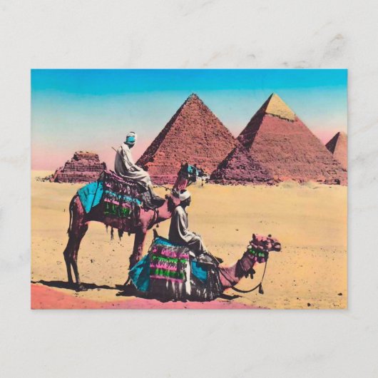 Carte Postale Egypte vintage, Grande Pyramide à Gizeh (Devant)