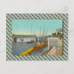 Carte Postale Egypte vintage, Le Caire, pont et voiliers
