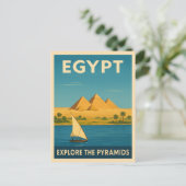 Carte Postale Égypte Vintage voyage rétrograde Pyramide Nil (Debout devant)