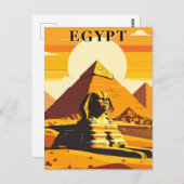 Carte Postale Egypte Voyage Vintage Sphinx et Pyramides (Devant / Derrière)