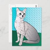 Carte Postale égyptien Mau Cat - aqua arrière - plan (Devant / Derrière)