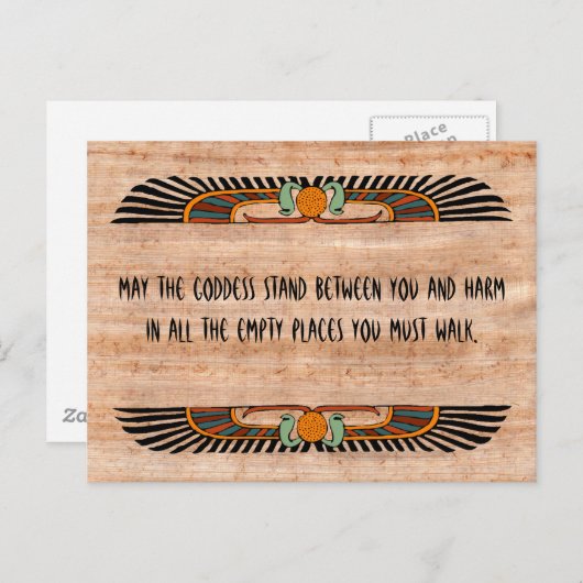 Carte postale égyptienne de bénédiction (déesse) (Devant / Derrière)