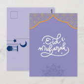 Carte Postale Eid Moubarak Mandala doré et violet (Devant / Derrière)