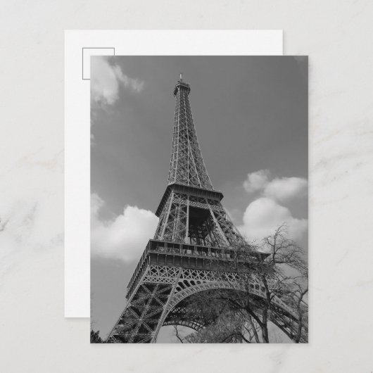 Carte Postale Eiffel nuageux en noir et blanc, 2015 (Devant / Derrière)