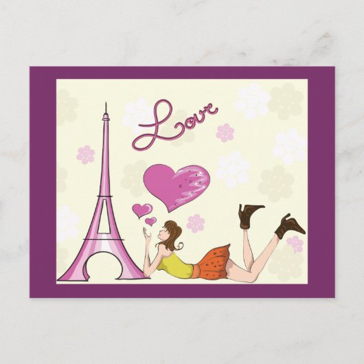 CARTE POSTALE EIFFEL TOWER LOVE (Devant)
