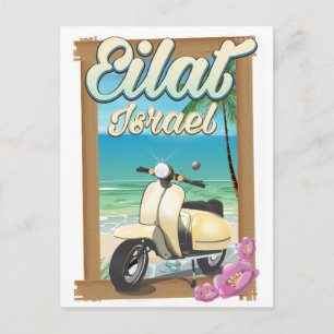 Carte Postale Eilat Beach Israel scooter affiche de voyage